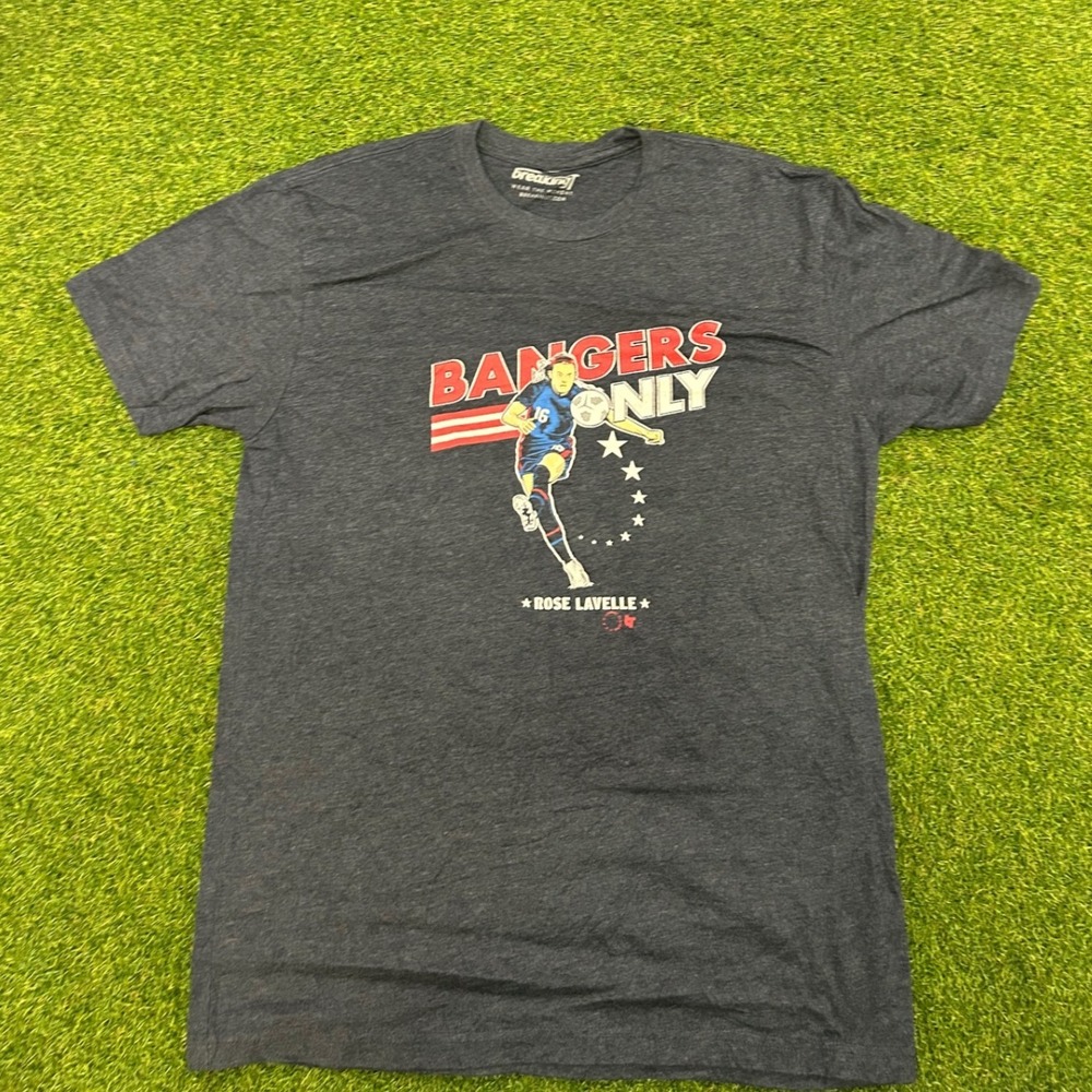 BreakingT Rose Lavelle Bangers Only USWNT Soccer Graphic T-Shirt Gray Mens M